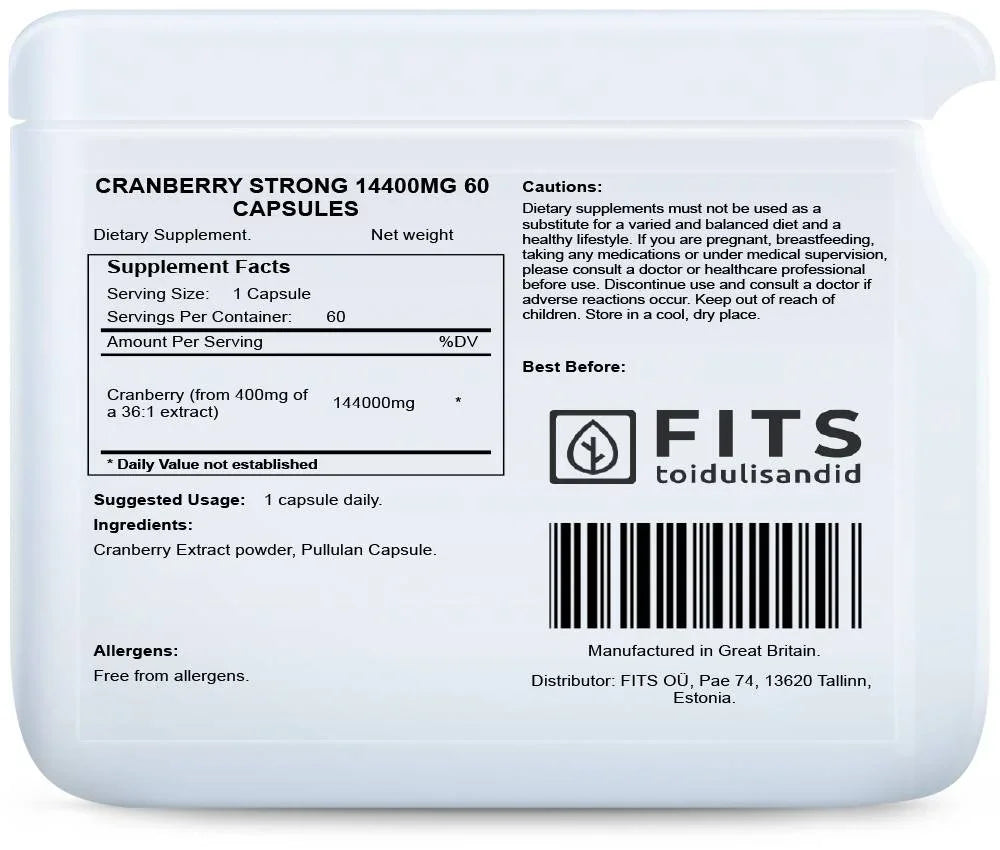 Cranberry Strong 14,400mg 60 capsules - FITS Dietary Supplements