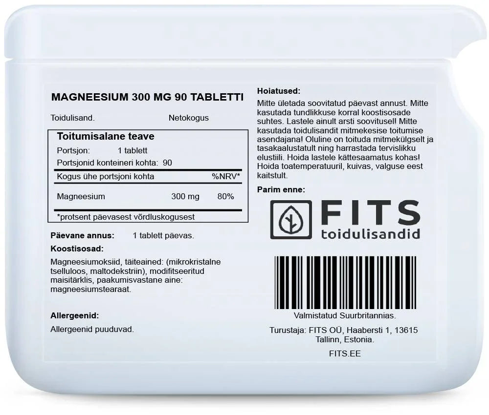 Magnesium 300mg 90 tablets - FITS Dietary Supplements