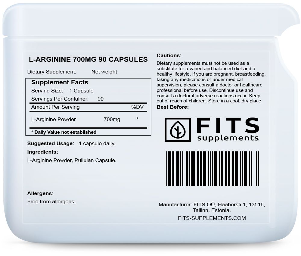 L-Arginine 700mg 90 gélules