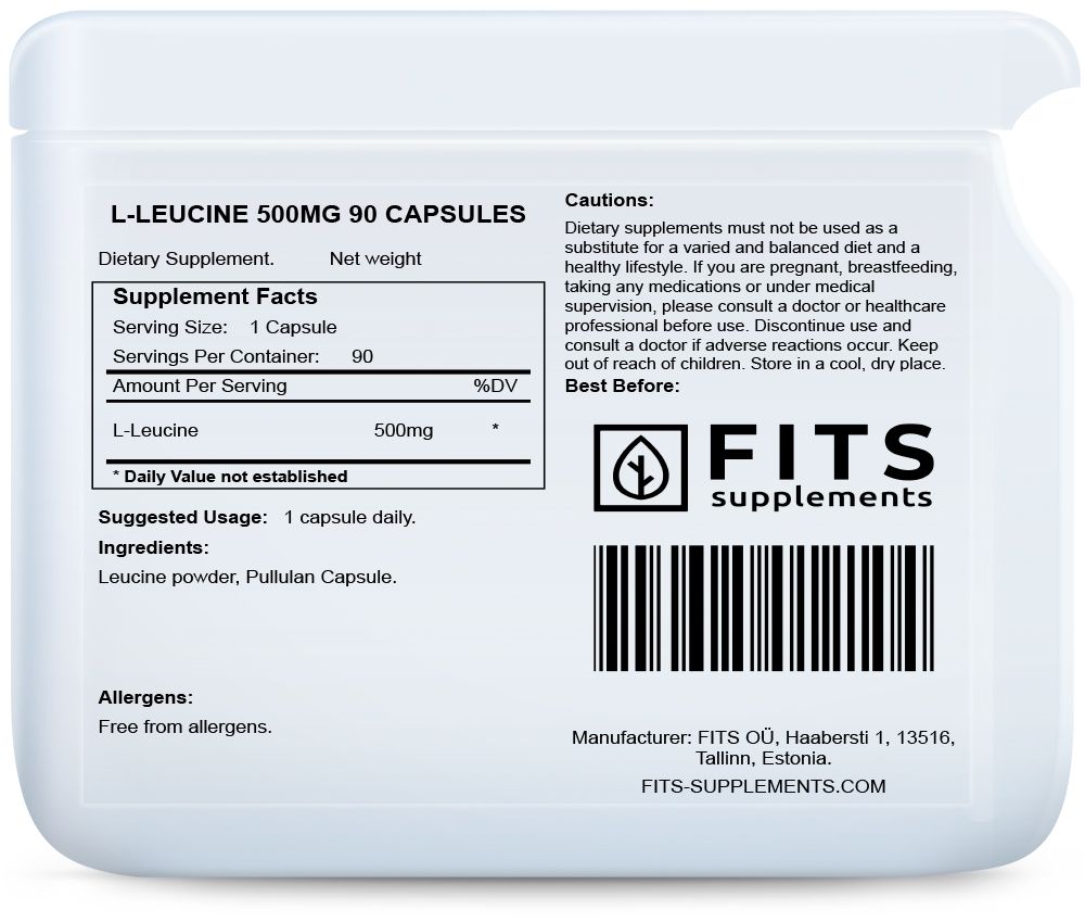 L-Leucine 500mg 90 gélules