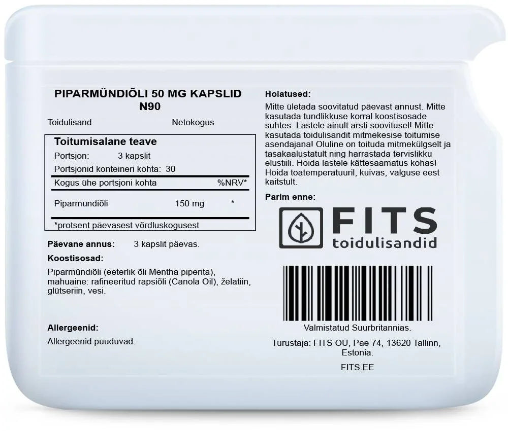 Peppermint Oil 50mg 90 softgels - FITS Dietary Supplements