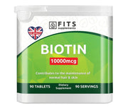 Biotin 10,000mcg 90 tablets - FITS Dietary Supplements
