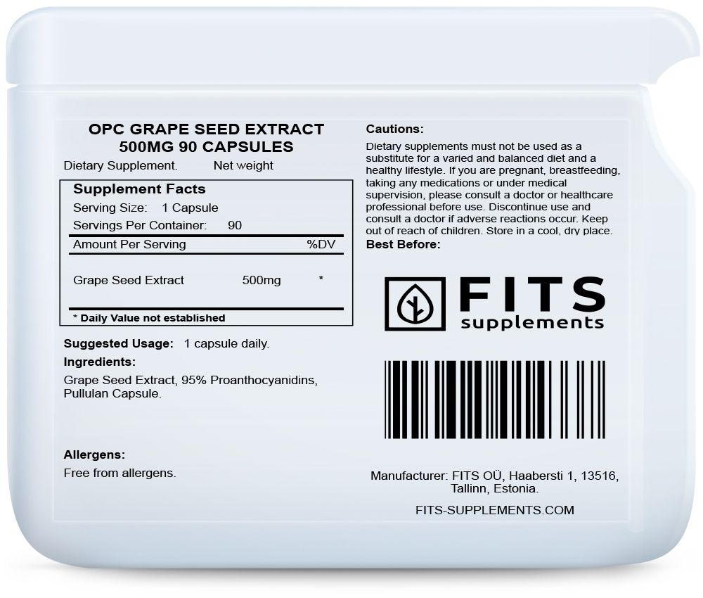 OPC Extrait de pépins de raisin 500mg 90 gélules