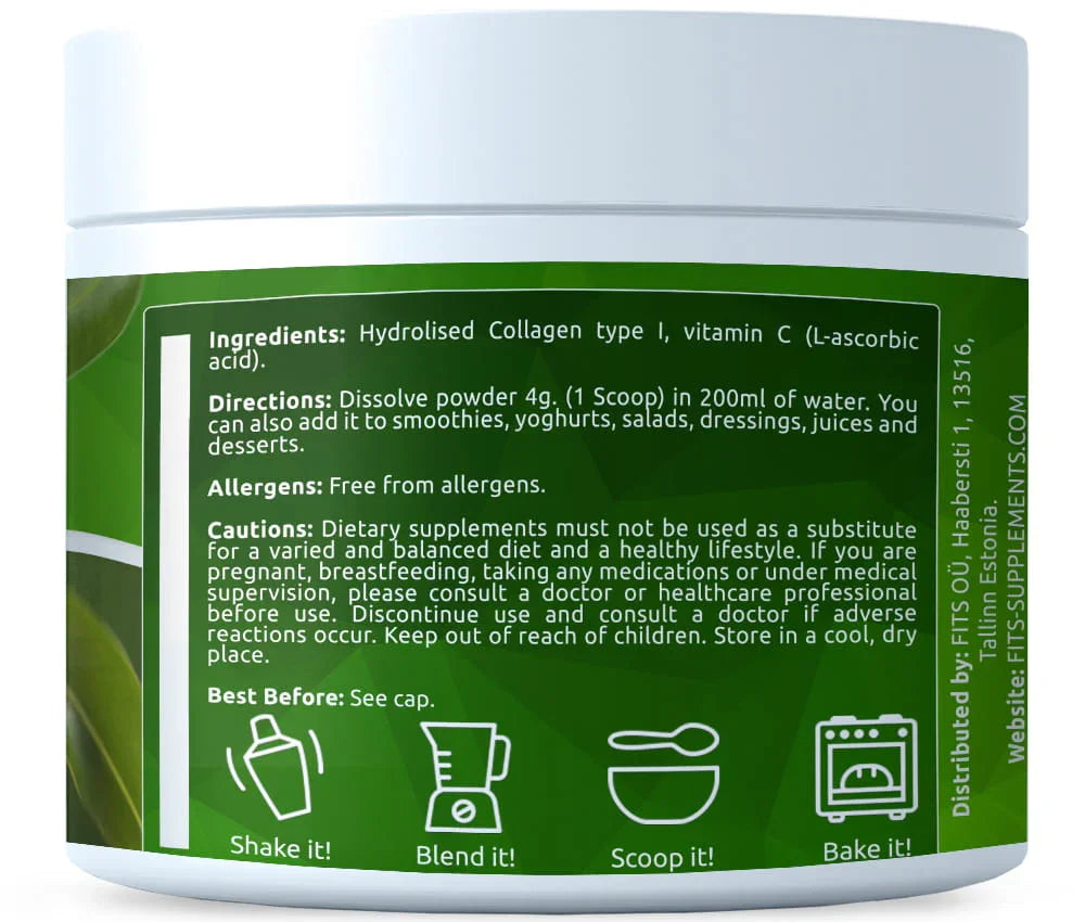 Premium Hydrolyzed Collagen with Vitamin C 320g powder - FITS Dietary Supplements