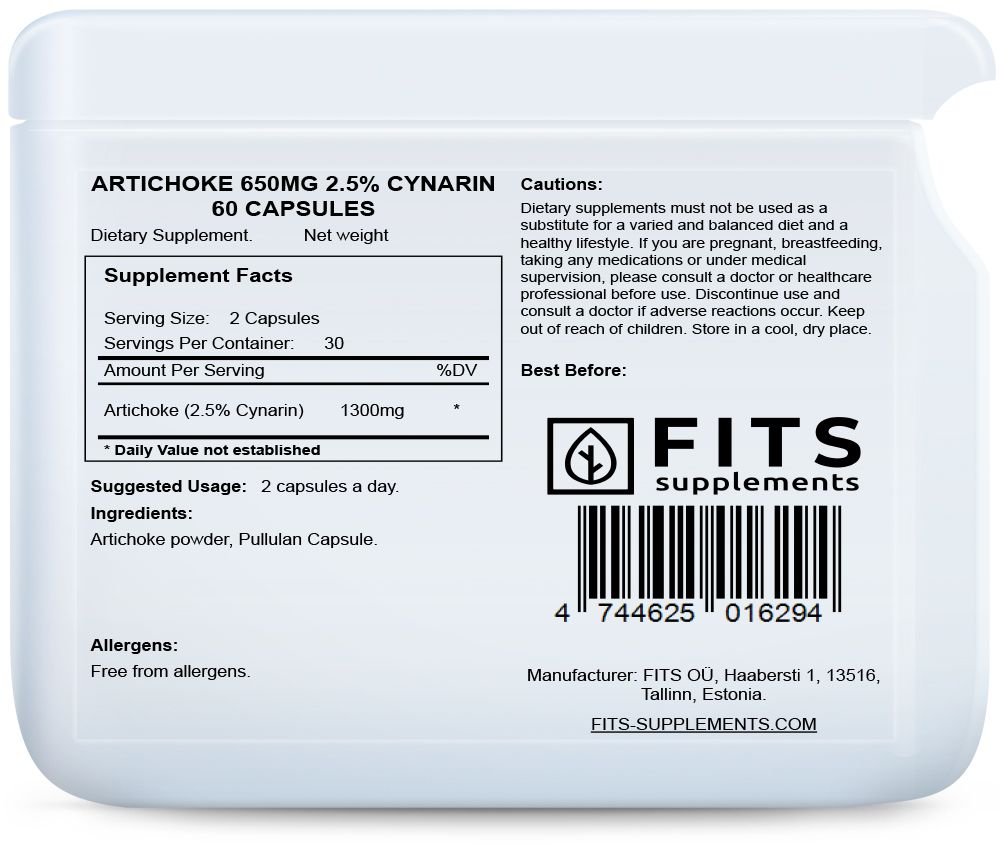 Artichaut 650mg 2.5% Cynarine 60 gélules