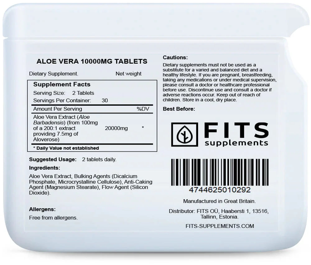 Aloe Vera 10000mg 60 tablets - FITS Dietary Supplements