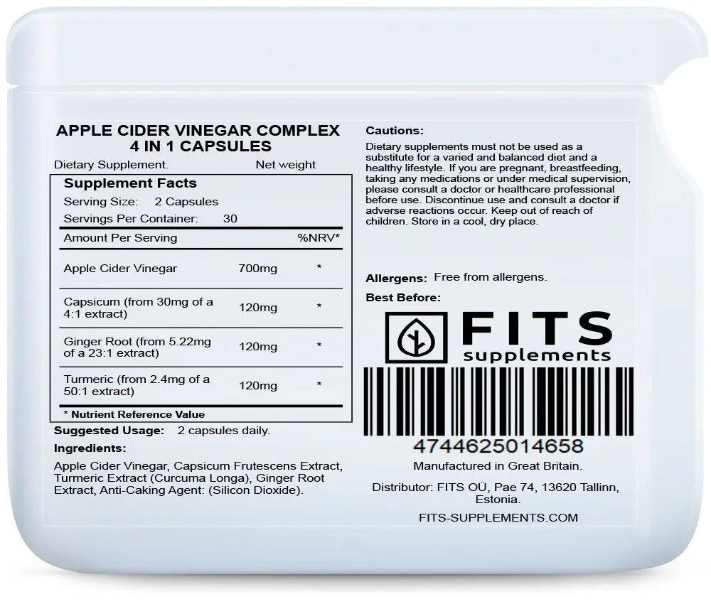 Apple Cider Vinegar Complex 4 in 1 60 capsules - FITS Dietary Supplements