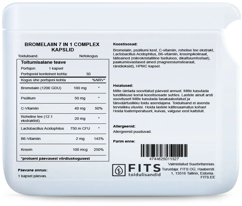 Bromelain 7 in 1 Complex 30 capsules - FITS Dietary Supplements