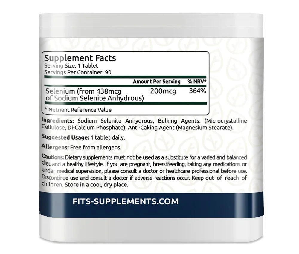 Selenium 200mcg 90 tablets - FITS Dietary Supplements