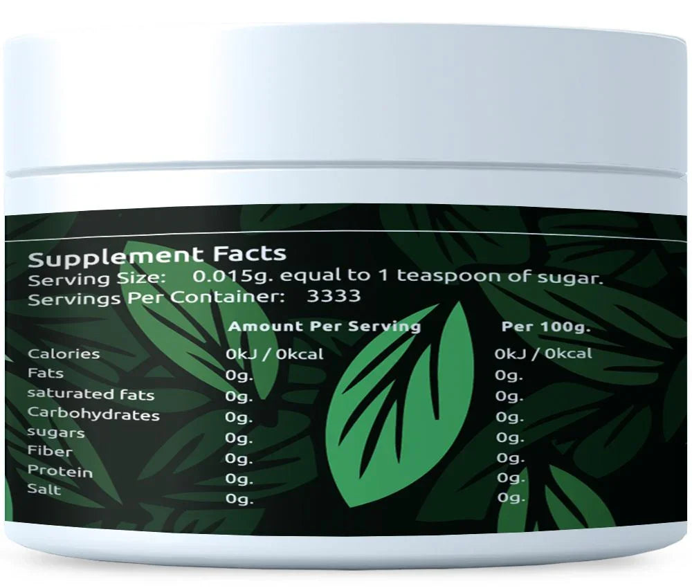 Pure 100% Stevia Extract Powder 50g - FITS Dietary Supplements