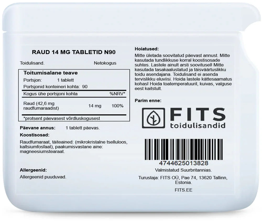 Iron 14mg 90 tablets - FITS Dietary Supplements