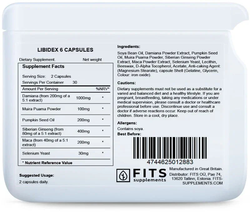 Libidex 6 60 capsules - FITS Dietary Supplements