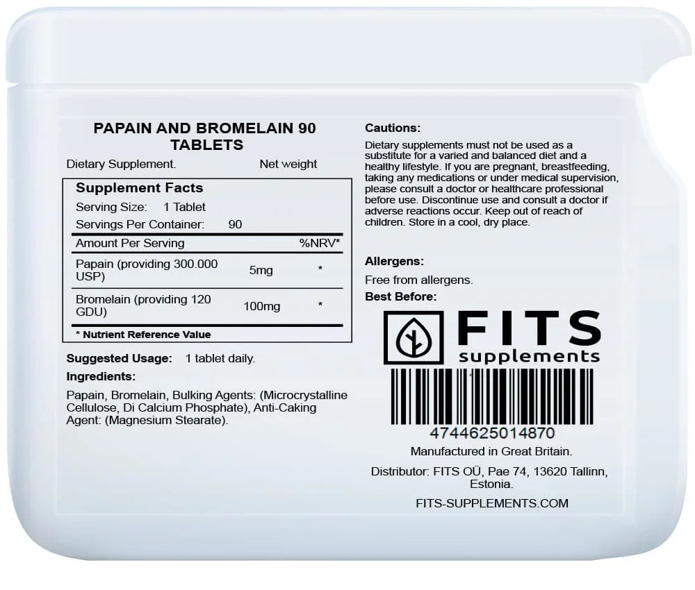 Papain and Bromelain 90 tablets - FITS Dietary Supplements