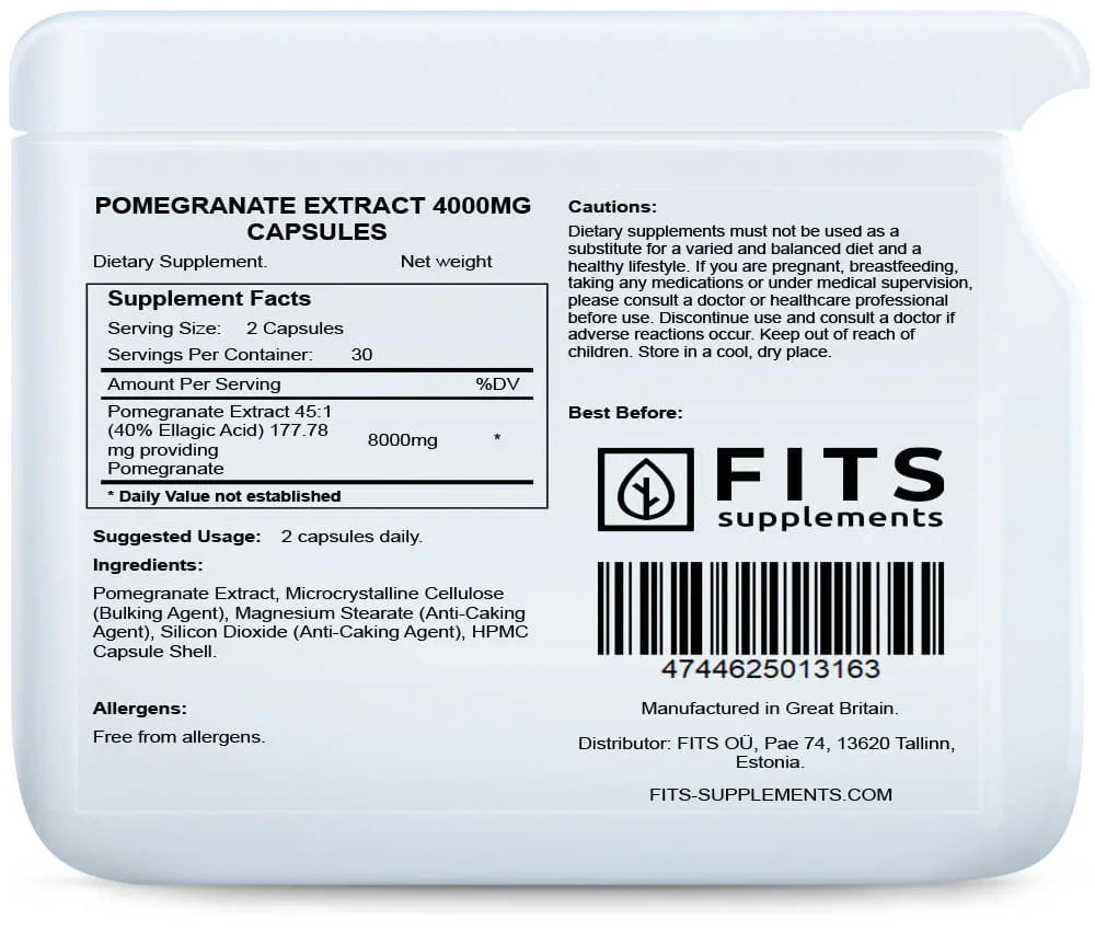 Pomegranate Extract 4000mg 60 capsules - FITS Dietary Supplements
