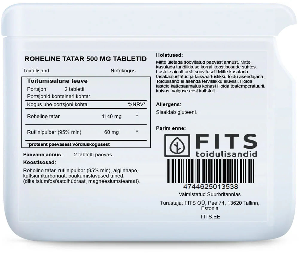 Rutivite Green Buckwheat 500mg 60 tablets - FITS Dietary Supplements